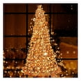 thumbnail image 1 of Hanging Artificial Christmas Tree 40 Inch, Wall Hanging Decoration Chrismas Tree with 50 LED 8 Lighting Modes String Lights, Xmas Decor Door Hainging Christmas Tree, Hook and Batteries Included Golden, 1 of 7