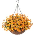 thumbnail image 1 of Hanging Artificial Flowers Basket, Hanging Daisy Flowers in Coconut Lining Hanging Basket for Garden Porch Deck Decoration,Faux Flower with Basket Arrangement Outdoors Indoors Courtyard Decor(Orange), 1 of 5