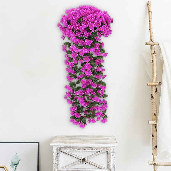 Hanging Artificial Violet Flower Wisteria Garland Wall Decor Silk Orchid Realistic Vibrant Durable Reusable Display Accent, for wedding stage home bedroom office restaurant floral styling