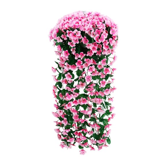 Hanging Artificial Violet Wisteria Basket Garland Fake Silk Orchid Wall Flowers for Wedding Stage Living Room Bedroom Decor