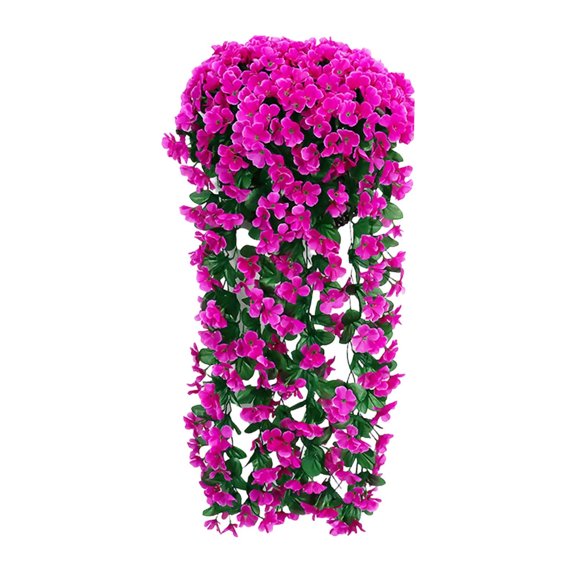 Hanging Artificial Violet Wisteria Basket Garland Fake Silk Orchid Wall Flowers for Wedding Stage Living Room Bedroom Decor