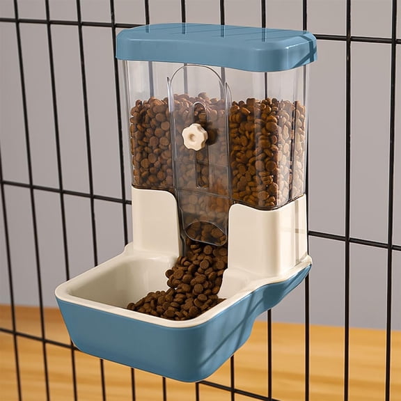 Hanging Automatic Food Dispenser, 27oz Large Capacity Hanging Pet Cage Feeder for Rabbit Bird Chinchilla Hedgehog Guinea Pig Ferret Kitty Puppy (Gray)