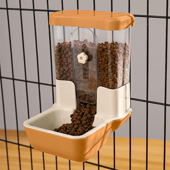 Hanging Automatic Food Dispenser, 27oz Large Capacity Hanging Pet Cage Feeder for Rabbit Bird Chinchilla Hedgehog Guinea Pig Ferret Kitty Puppy (Gray)