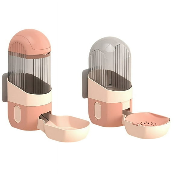 Hanging Automatic Food Drinker and Feeder, Suitable for Chinchillas, Guinea Pigs, Hedgehogs Small Pink