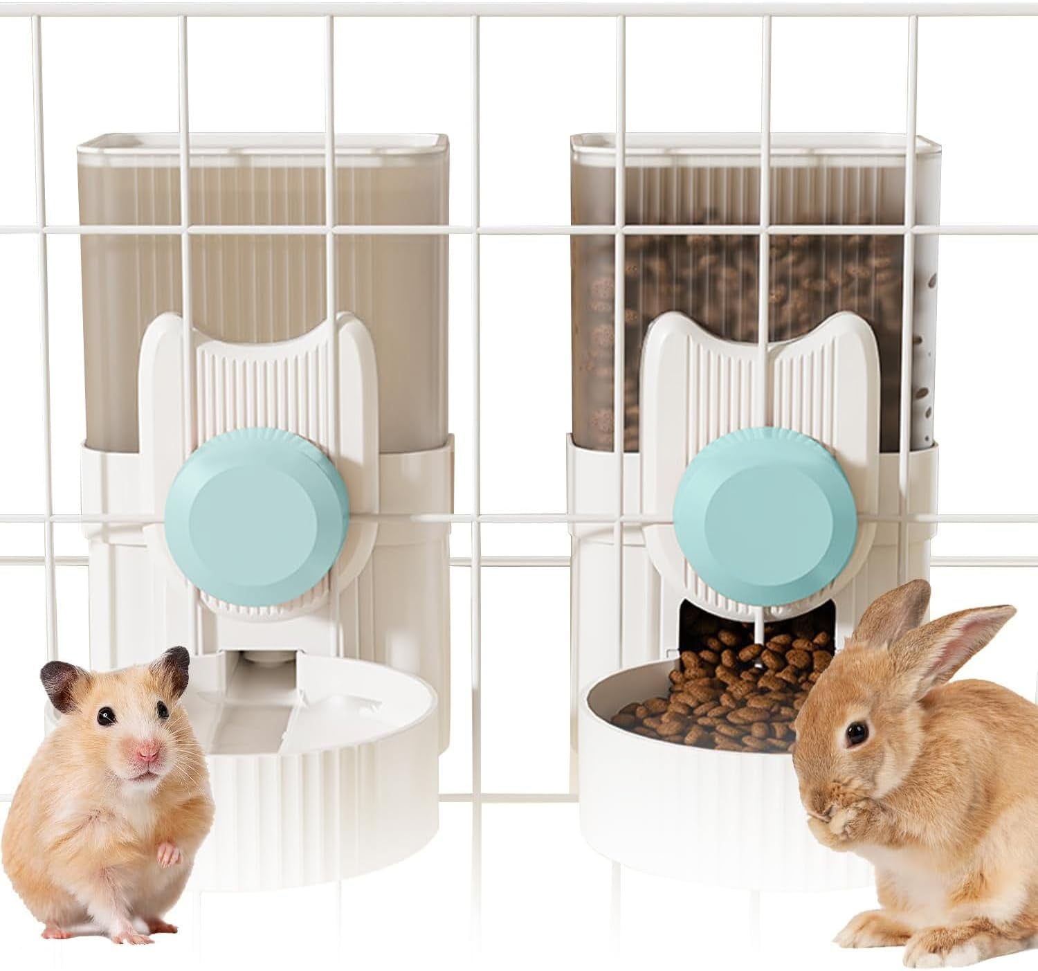 Hanging Automatic Rabbit Feeder and Water Dispenser Set, Gravity Rabbit ...