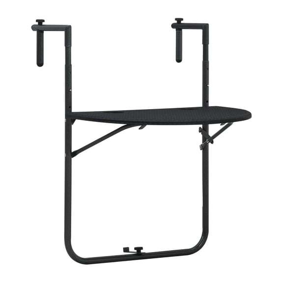 Hanging Balcony Table Black 23.6"x25.2"x32.9" Plastic Rattan Look