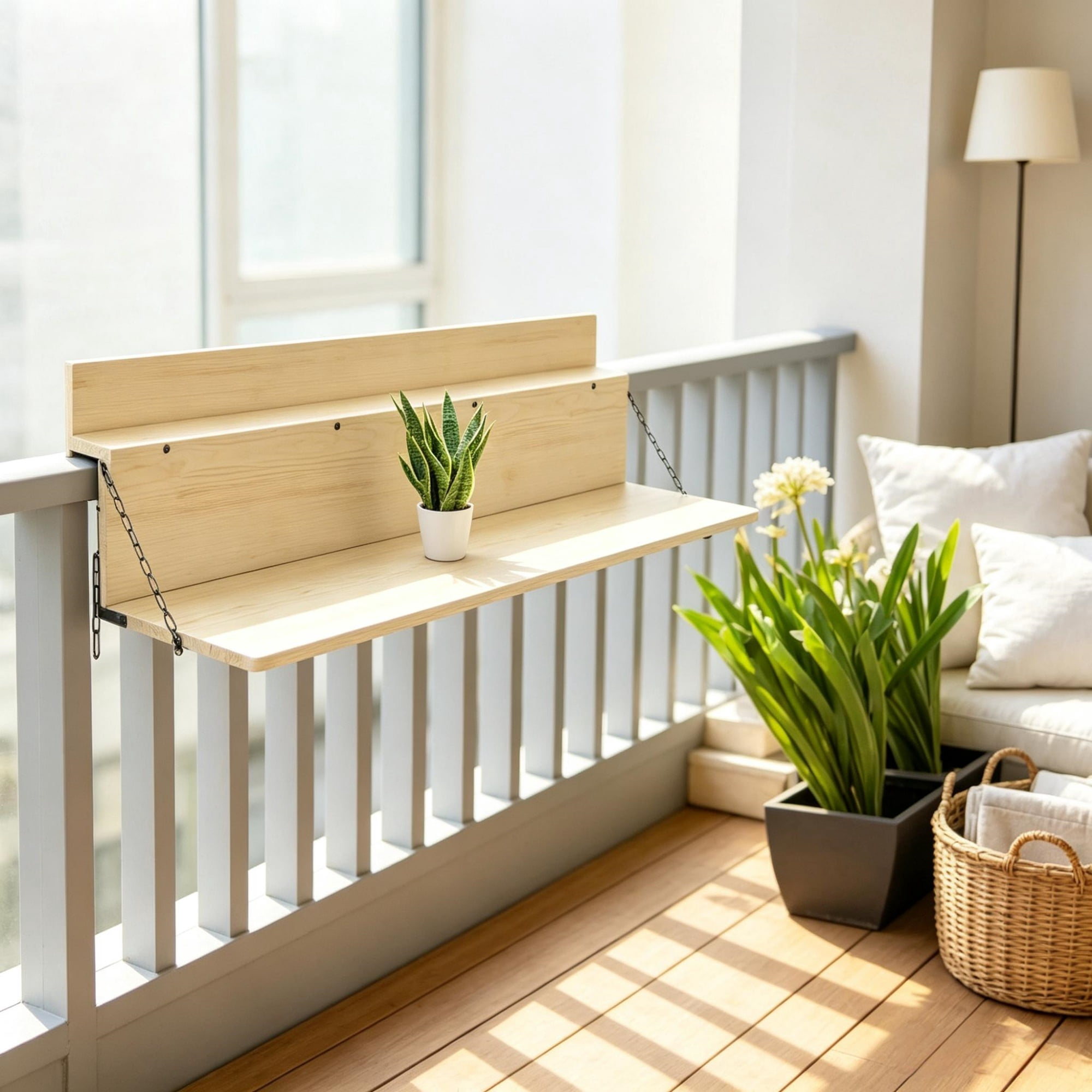 Hanging Balcony Table, Foldable Railing Bar, Fits up to 3.9 Inches, Space-Saving