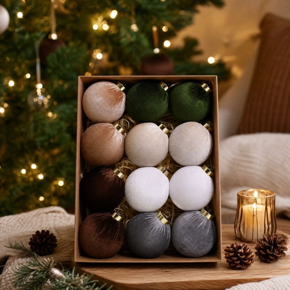 Hanging Ball Ornaments for Christmas Tree, Plastic Holiday Decorations Set