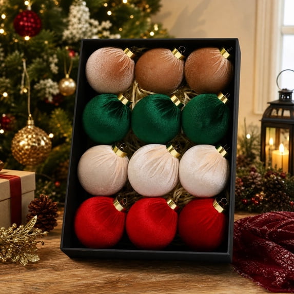 Hanging Ball Ornaments for Christmas Tree, Plastic Holiday Decorations Set