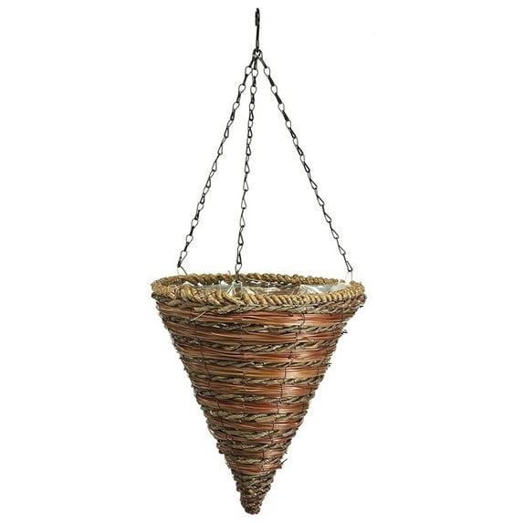 Hanging Basket Cone Shaped 12-Inch - Rope & Fern Planter - Indoor Outdoor Decorative Flower Pot - Hanging Plant Holder for Home Garden Patio