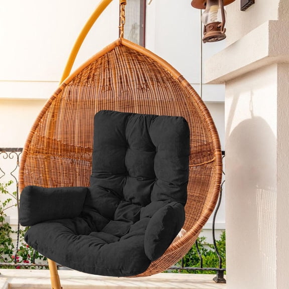 Hanging Basket Cushion Washable Removable Hammock Swing Cushions Indoor Cushion Pads Mats for Courtyard Patio Hammock Swing - Black