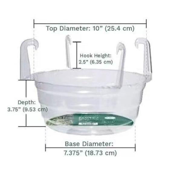 Hanging Basket Drip Pan - Plastic Watering Tray with Hooks for Indoor/Outdoor Use, Optimized Drainage and Protection for Plants White