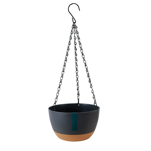 Hanging Basket Flower Pot with Automatic Water Absorption for Indoor Outdoor Plants, Space-Saving Plastic Planter with Hanging Chain for Balcony Home Decor
