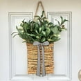 thumbnail image 1 of Hanging Basket for Front Door,Spring And Summer Flower Basket And Flower Wreath Simulation Flower Vines Basket Door Basket Door Hanging in Front of Home Decorative(A 14in), 1 of 9