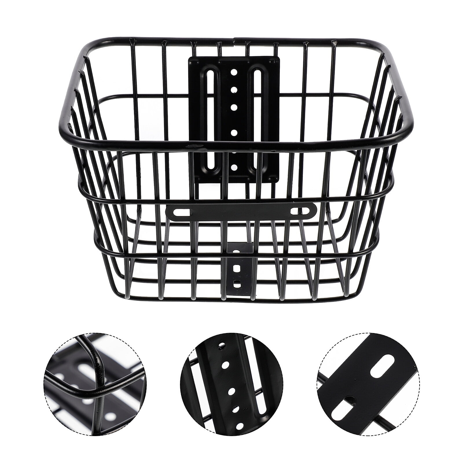 FRCOLOR Foldable Front Handlebar Basket for Bike Iron Wire Large Capacity Black