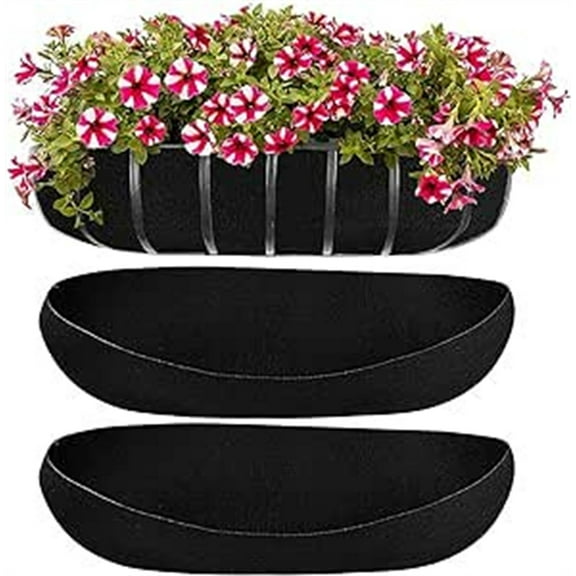 Hanging Basket Liners Felt Trough 3 Pcs,Lining of Plant Planting Bag,Balcony Planters Indoor Outdoor,Basket Liners for Hanging Planters,Replacement Kit of Trough-Type Lining of Flowerpot (Black)