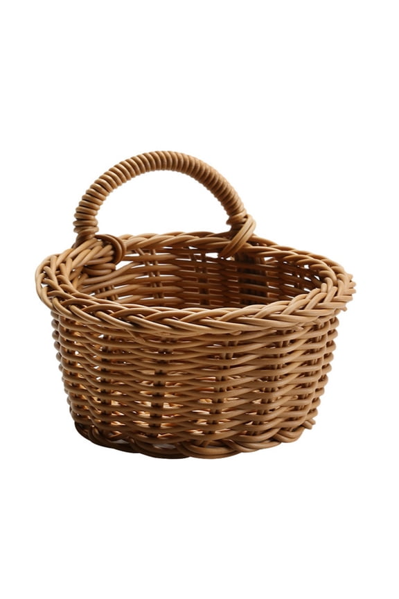 Woven Wicker Hanging Wall Storage Basket for Flowers Essentials, Decorative Boho Mounted Organizer for Pantry Closet Bathroom and Door