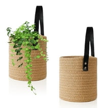 Hanging Basket Small Woven Hanging Basket for Plants Hanging Wall Planters Indoor Set Boho 2 Pack Brown