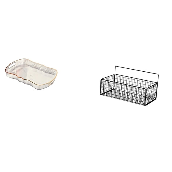 Hanging Basket Storage Tray Floating Shelf Smooth Iron for Home Office Countertop Multi-purpose Use Pack of 2