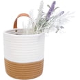 thumbnail image 1 of Hanging Basket - Wall Hanging Baskets for Organizing - Hanging Storage Woven Wall Basket - Small Wicker Wall Baskets for Wall Decor - Hanging Planter Baskets 6.3" x 7" (White and Brown), 1 of 12