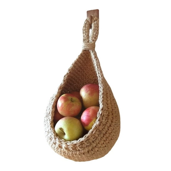 Hanging Basket - Wicker Hanging Fruit Basket for Fresh Produce Storage, Vegetable Keeper for Potato, Onion Garlic, Plant Holder - Handmade Kitchen Pantry Organizer