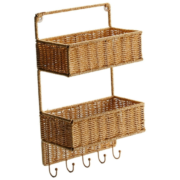 Amosfun Hanging Fruit Baskets for Kitchen Woven Basket 1Set