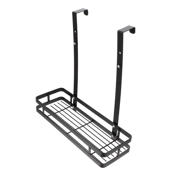 Hanging Basket behind The Door Wall-mounted Shelves Black over Shower No Punching Storage Stainless Steel