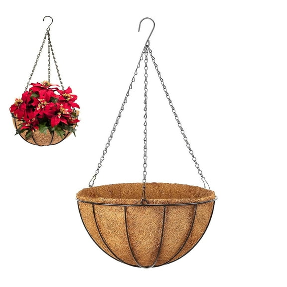Hanging Baskets,12 Inch Hanging Planters for Outdoor Plants Metal Watering Flower Baskets with Coco Fiber Liners for Hanging Pot Round Plant Holders Planter,Flower Baskets for Outside (1 Pack)