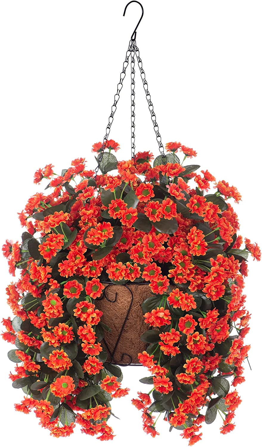 Hanging Baskets Artificial Flowers for Outdoor Interior Decor, Artificial Daisies Flowers shrubs Flowers Plants with Baskets for Home Porch Garden Patio Patio Spring Decoration(Pink)