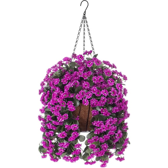 Hanging Baskets Artificial Flowers for Outdoor Interior Decor, Artificial Daisies Flowers shrubs Flowers Plants with Baskets for Home Porch Garden Patio Patio Spring Decoration(Pink)
