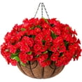 thumbnail image 1 of Hanging Baskets with Artificial Flowers,Outdoor uv Resistant Artificial Daisies Dark Pink Hanging Planter,Silk Hanging Flower for Patio Lawn Garden Decor, 1 of 6
