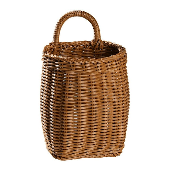 Hanging Baskets for Kitchen, Boho Style Storage Baskets Portable Wall Hanging Fruit Vegetable Basket Organize, Imitation Rattan for Kitchen Garden Living Room Decor