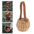 thumbnail image 1 of Hanging Baskets with Leather Handle, Decorative Woven Basket for Plants And Flowers, Small Round Wall Hanging Basket, Hanging Baskets for Organizing Brown13, 1 of 8