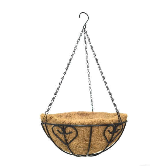 Hanging Baskets Planter for Plants, Outdoor Plants Hanging Baskets with Coco Liner, Black Metal Wire Flower Basket Pots with Hook Hanger Balcony Porch Farmhouse Country Style Garden Decor,20 Inch