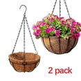 thumbnail image 1 of Hanging Baskets for Plants Outdoor,Hanging Planter,14 Inch Large Hanging Planter,with Coco Liner Pot & Water Storage Tray - with Black Chain,Hanging Basket for Outdoor (2 Pack), 1 of 11