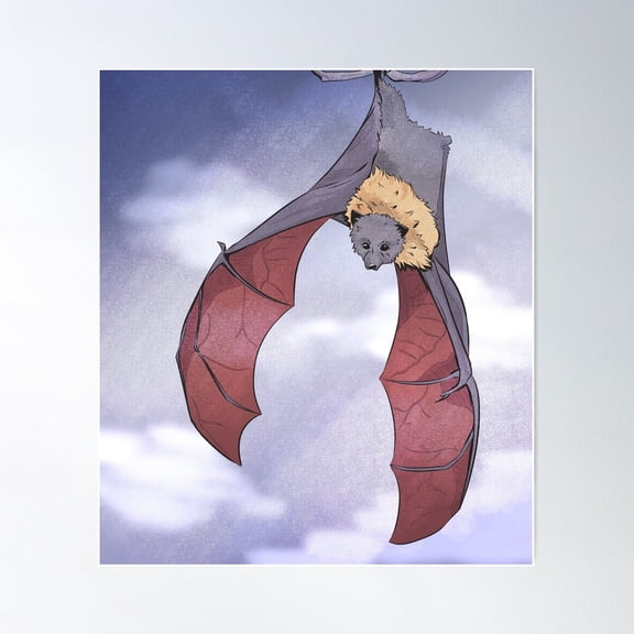 Hanging Bat Poster Wall Art, Modern Wall Decor For Living Room Bedroom, 8x12 UNFRAMED