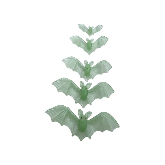 Hanging Bats Decor 2 Styles Black and Luminous Green Bats Ornaments with String 5 Sizes Halloween Suspended Bats for Ceiling Fireplace Window Party Scene Layout