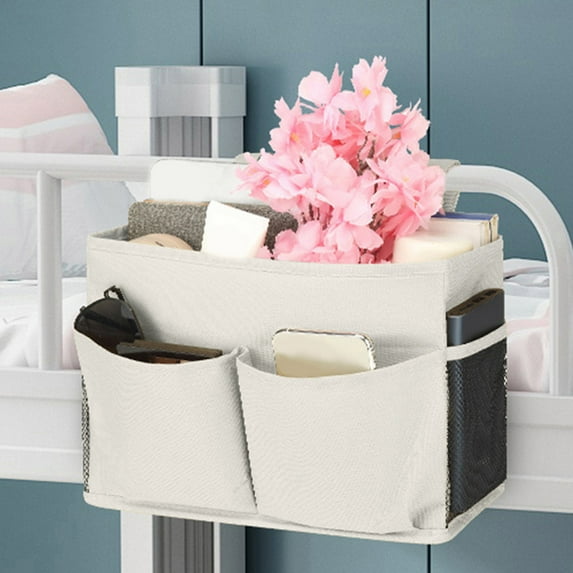 Hanging Bedside Caddy - Storage Organizer with Pockets for Bunk Beds, Dorm Rooms, Loft Beds | for Books, Magazines, Phone, Remote & Personal Items