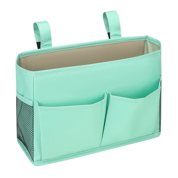 Cotton Linen Bedside Hanging Storage Caddy with Multiple Pockets, Large Capacity Headboard Organizer Bag for Phone Remote Tablet Book Glasses, Dorm Bedroom Space Saver