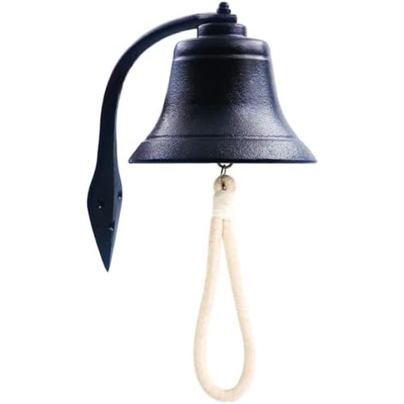 Hanging Bell Dinner Bell Outdoor Bell Bracket Mount Wall Bell Indoor Rope Bell Ship/Boat/Nautical/Door/School/Reception/Home/Church Bell (Pro-Black)