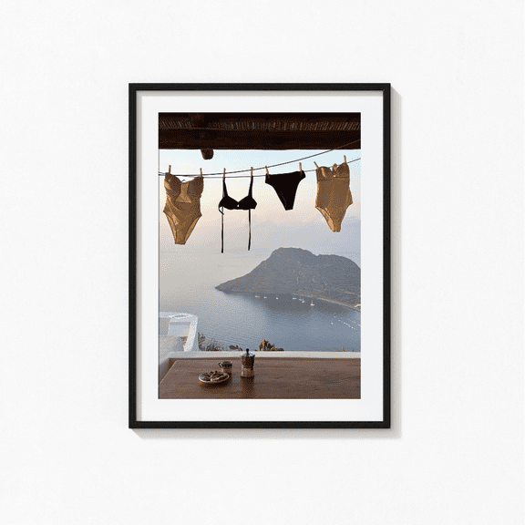 Hanging Bikini Minimalist Summer Poster, Sea View Wall Art , Poster Print Only