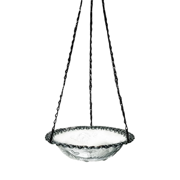 Hanging Bird Bath and Feeder 9.3 Inch for Wild Bird Garden and Patio, Outdoor Water Feature with Tray for Backyard Decor, Bird Lover Gift, Rustproof Bird Supplies, Grey