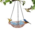 thumbnail image 1 of shaotellme Attracts Hummingbirds and Wild Birds Hanging Glass and Metal Bird Bath Basin with Glass Bowl, Decorative, Spring Decor, 1 of 7