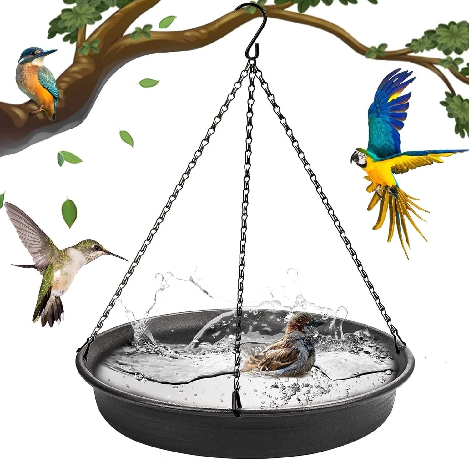 Hanging Bird Bath Hanging Bird-Feeder - Cargen Garden Birdbath Tray Wildlife ...