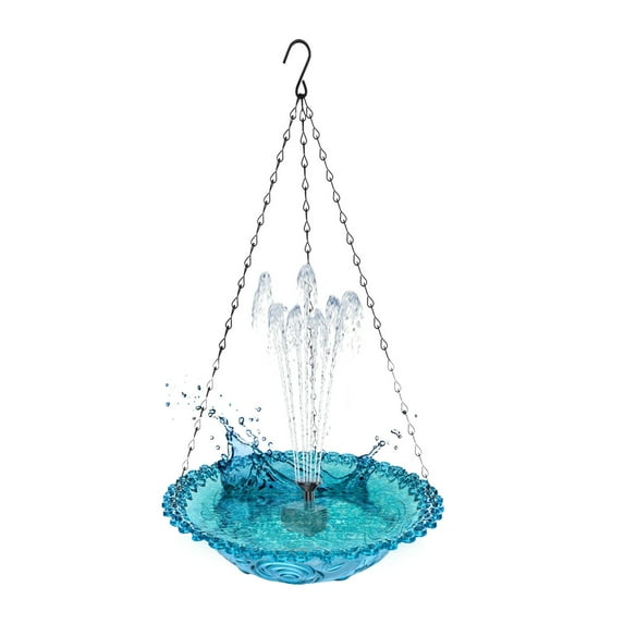 Hanging Bird Bath Solar, Bird Water Fountains, Solar Bird Bath Fountain, Hummingbird Bath Bowl, Birds Elegant Bath Bowl, Bird Feeder Plate Hanging Tray for Backyard, Patio Garden Yard Decoration