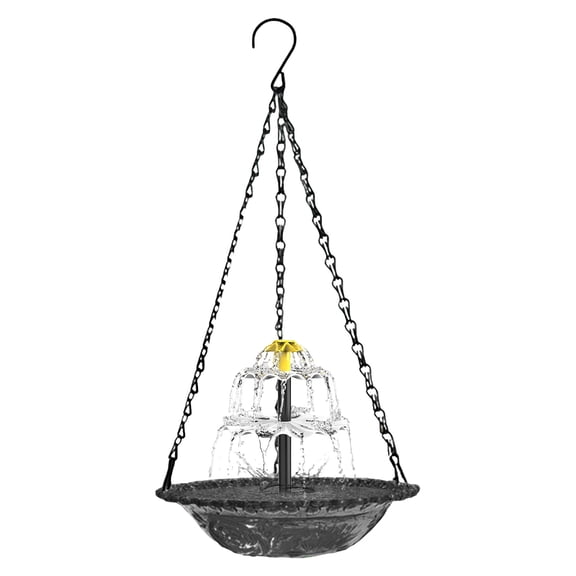Hanging Bird Bath with Solar Fountain, Outdoor Solar Hanging Bird Bath Fountain, Large Humming Birds Baths Fountains, With Solars Pump & Glass Bowl, For Outdoor, Gardens