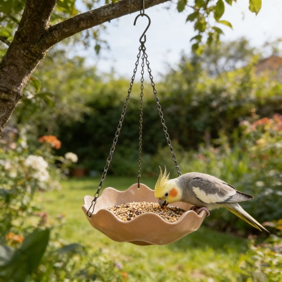 Hanging Bird Bath Water Feeder Plate Water Bowl with Chain Bird Feeder Birds Feeding Tray for Tree Hummingbird Outside
