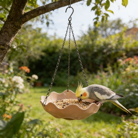 Hanging Bird Bath Water Feeder Plate Water Bowl with Chain Bird Feeder Birds Feeding Tray for Tree Hummingbird Outside