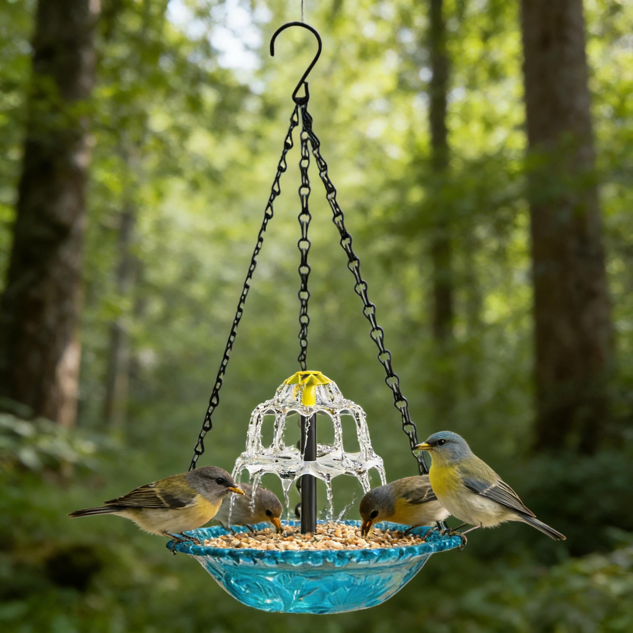 Hanging Bird Bath for Outdoors, Solar Powered Humming Bird Feeder for Wild Birds, Transparent Bird Feeder for Balcony or Garden
