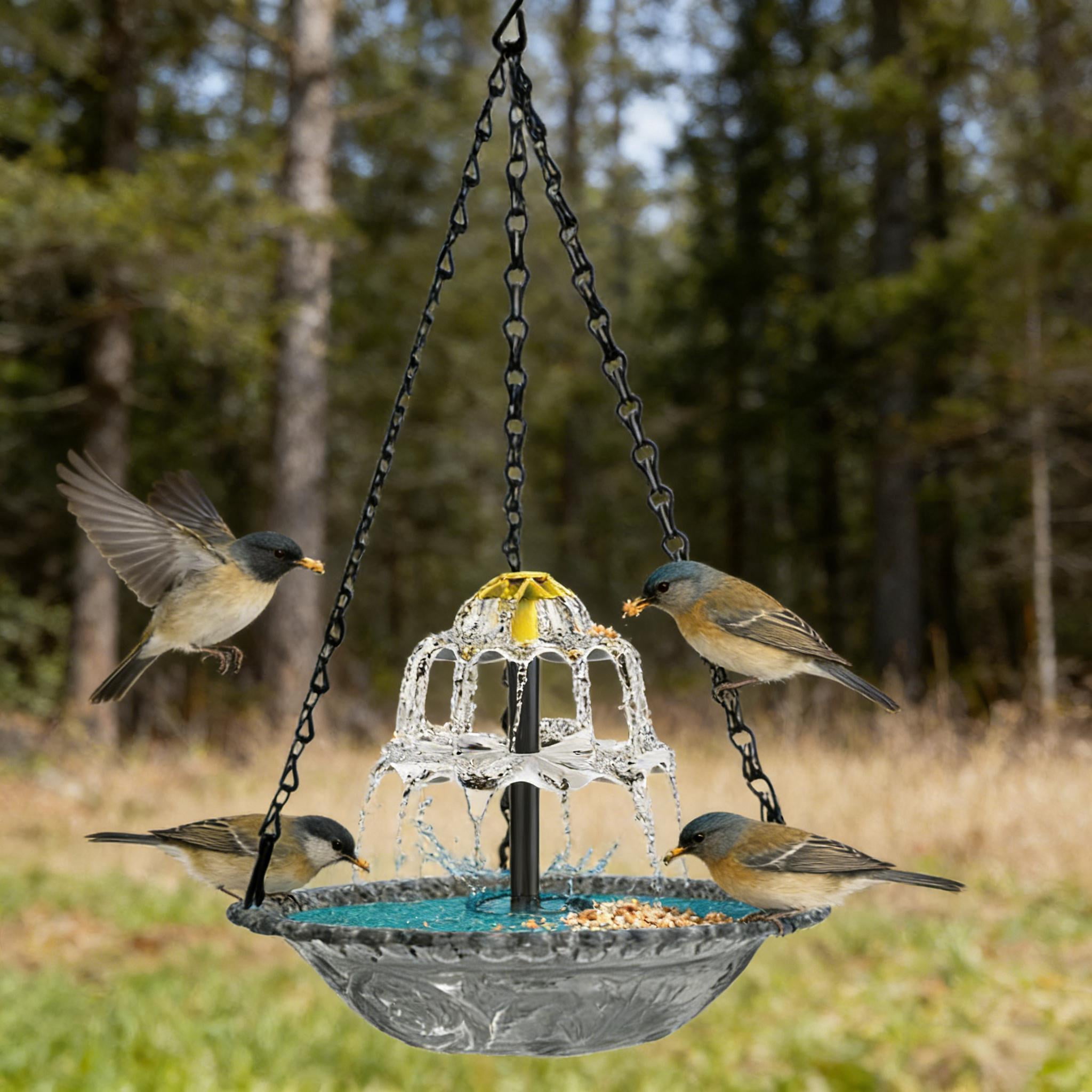 Hanging Bird Bath for Outdoors, Solar Powered Humming Bird Feeder for Wild Birds, Transparent Bird Feeder for Balcony or Garden